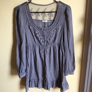 Blue Bird | Grey Lace Tunic/Mini Dress Sz. M